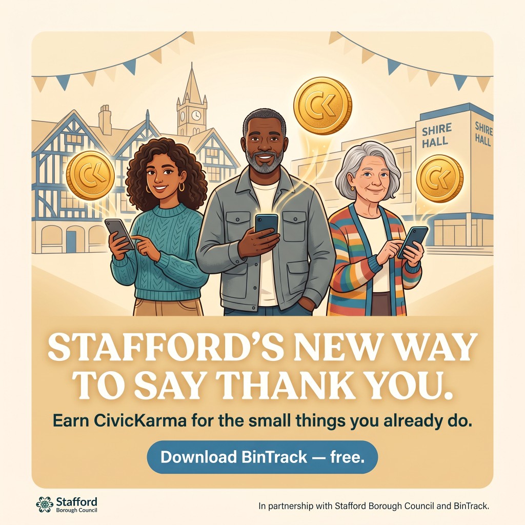 Square social media tile — Stafford's new way to say thank you.