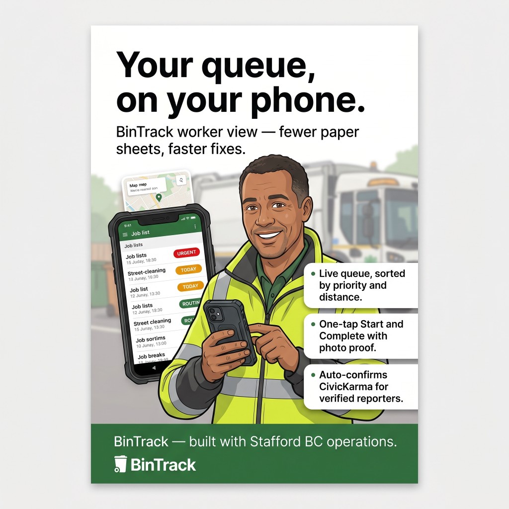 Worker view — your queue on your phone